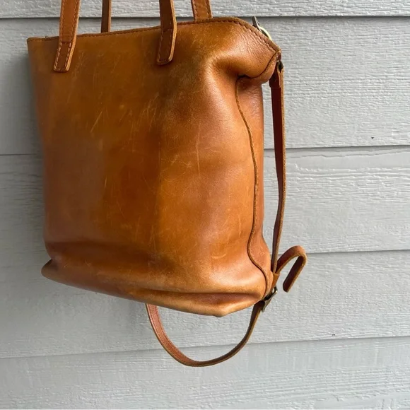 Portland Leather Goods Medium Crossbody Tote Purse Bag Chestnut Brown - Picture 4 of 16